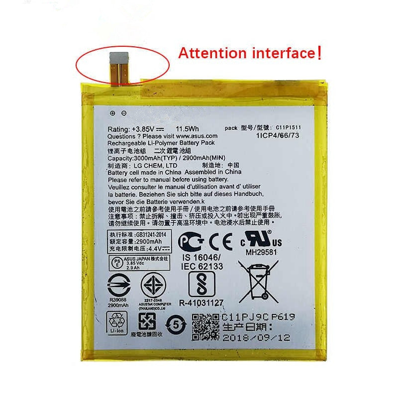 Batterie de remplacement pour ASUS Zenfone 3 (ZE552KL ZS570KL), C11P1511 Batterie de remplacement pour ASUS Zenfone 3 (ZE552KL ZS570KL), C11P1511